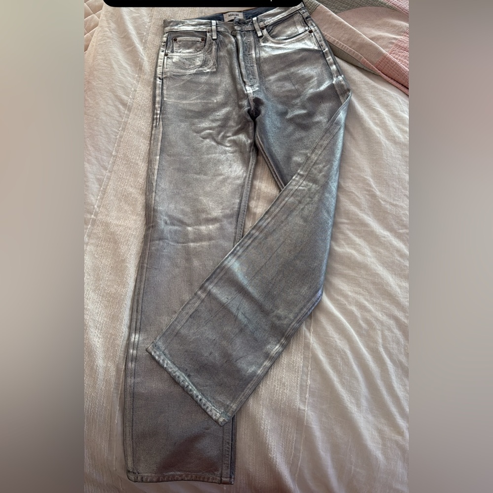 Agolde Silver Rare Coated Jeans